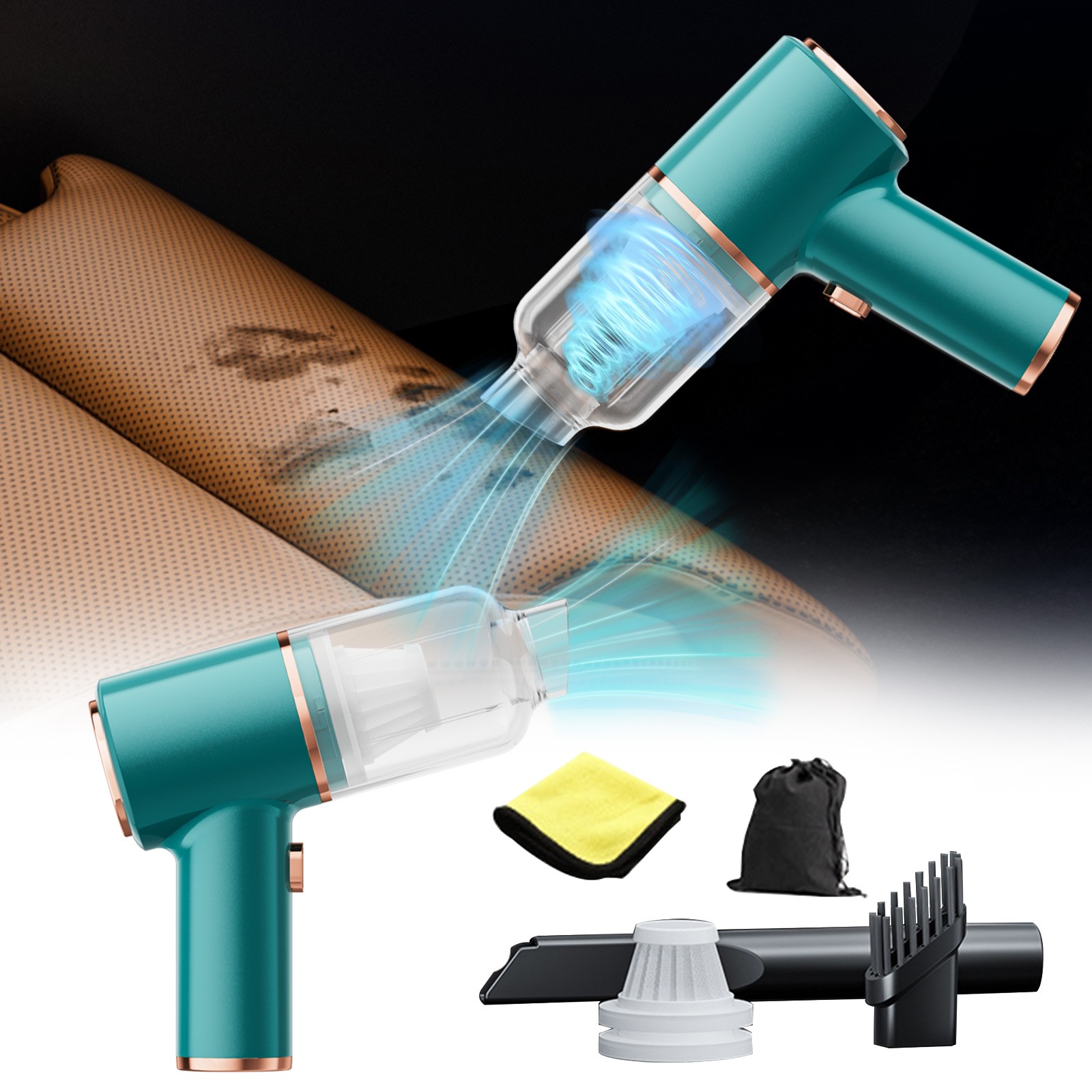 Uiz Merueh Car Vacuum for Pet Hair Mini Hand Held Vacuum Rechargeable Lightweight Hand Vacuum Cordless, Hand Vacuums for Car/Home/Pet